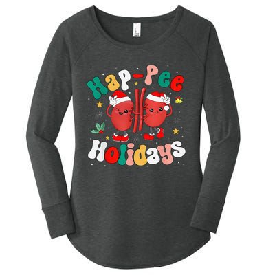 Happee Holiday Christmas Santa Kidney Nephrology Technician Women's Perfect Tri Tunic Long Sleeve Shirt