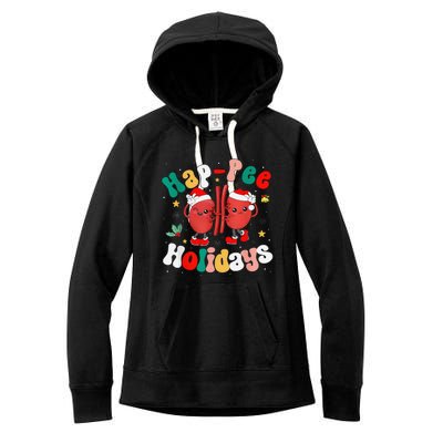 Happee Holiday Christmas Santa Kidney Nephrology Technician Women's Fleece Hoodie