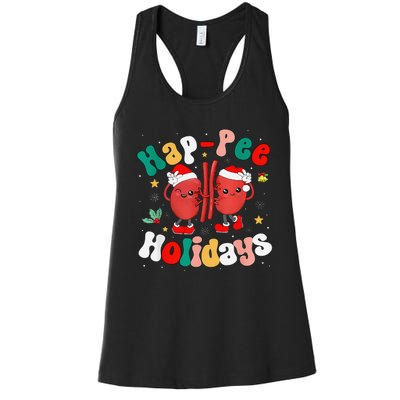 Happee Holiday Christmas Santa Kidney Nephrology Technician Women's Racerback Tank