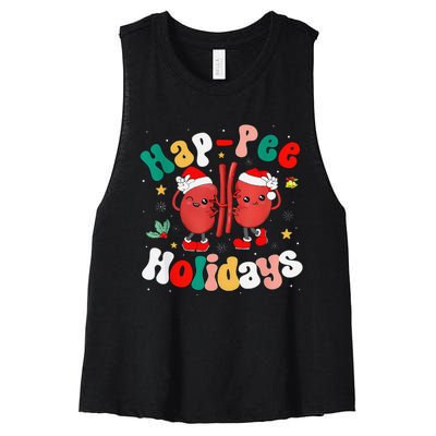 Happee Holiday Christmas Santa Kidney Nephrology Technician Women's Racerback Cropped Tank