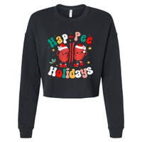 Happee Holiday Christmas Santa Kidney Nephrology Technician Cropped Pullover Crew