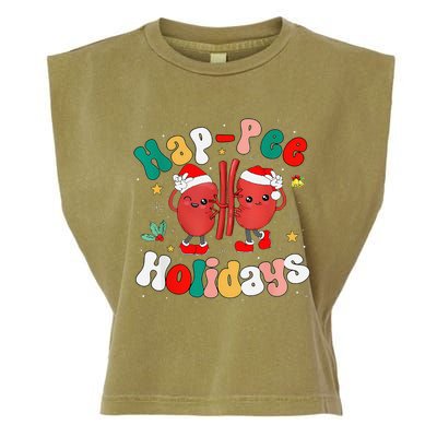 Happee Holiday Christmas Santa Kidney Nephrology Technician Garment-Dyed Women's Muscle Tee