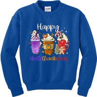 Happy Hallothanksmas Coffee Latte Halloween Thanksgiving Gift Kids Sweatshirt