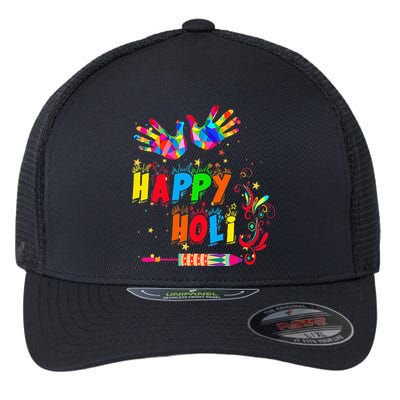 Happy Holi Color India Hindu Gift Flexfit Unipanel Trucker Cap