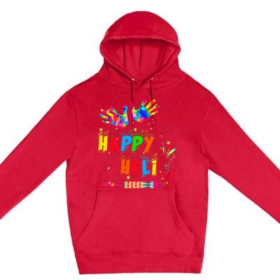 Happy Holi Color India Hindu Gift Premium Pullover Hoodie