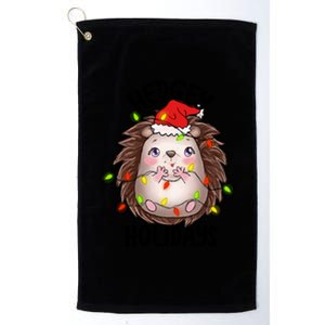 Hedgy Holiday Cute Adorable Hedgehog Christmas Funny Pun Cute Gift Platinum Collection Golf Towel