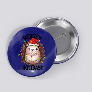 Hedgy Holiday Cute Adorable Hedgehog Christmas Funny Pun Cute Gift Button