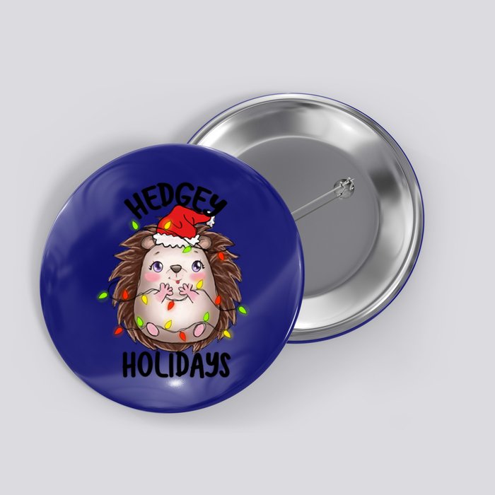 Hedgy Holiday Cute Adorable Hedgehog Christmas Funny Pun Cute Gift Button