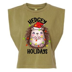 Hedgy Holiday Cute Adorable Hedgehog Christmas Funny Pun Cute Gift Garment-Dyed Women's Muscle Tee