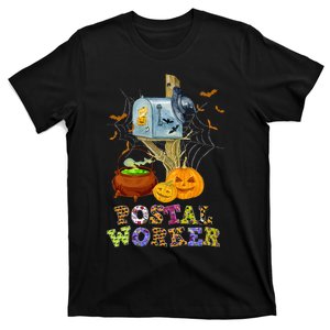 Hilarious Halloween Costume Postal Worker Pumpkins Spider T-Shirt