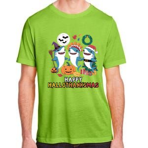 Happy Hallothanksmas Christmas Halloween Shark Thanksgiving Great Gift Adult ChromaSoft Performance T-Shirt