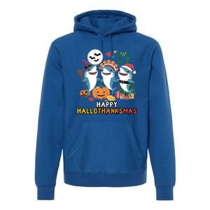 Happy Hallothanksmas Christmas Halloween Shark Thanksgiving Great Gift Premium Hoodie