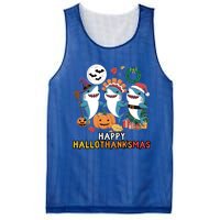 Happy Hallothanksmas Christmas Halloween Shark Thanksgiving Great Gift Mesh Reversible Basketball Jersey Tank