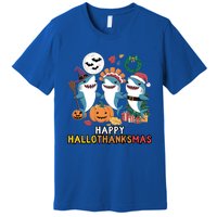 Happy Hallothanksmas Christmas Halloween Shark Thanksgiving Great Gift Premium T-Shirt