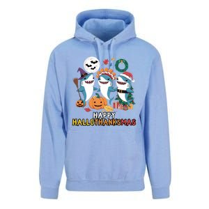 Happy Hallothanksmas Christmas Halloween Shark Thanksgiving Great Gift Unisex Surf Hoodie