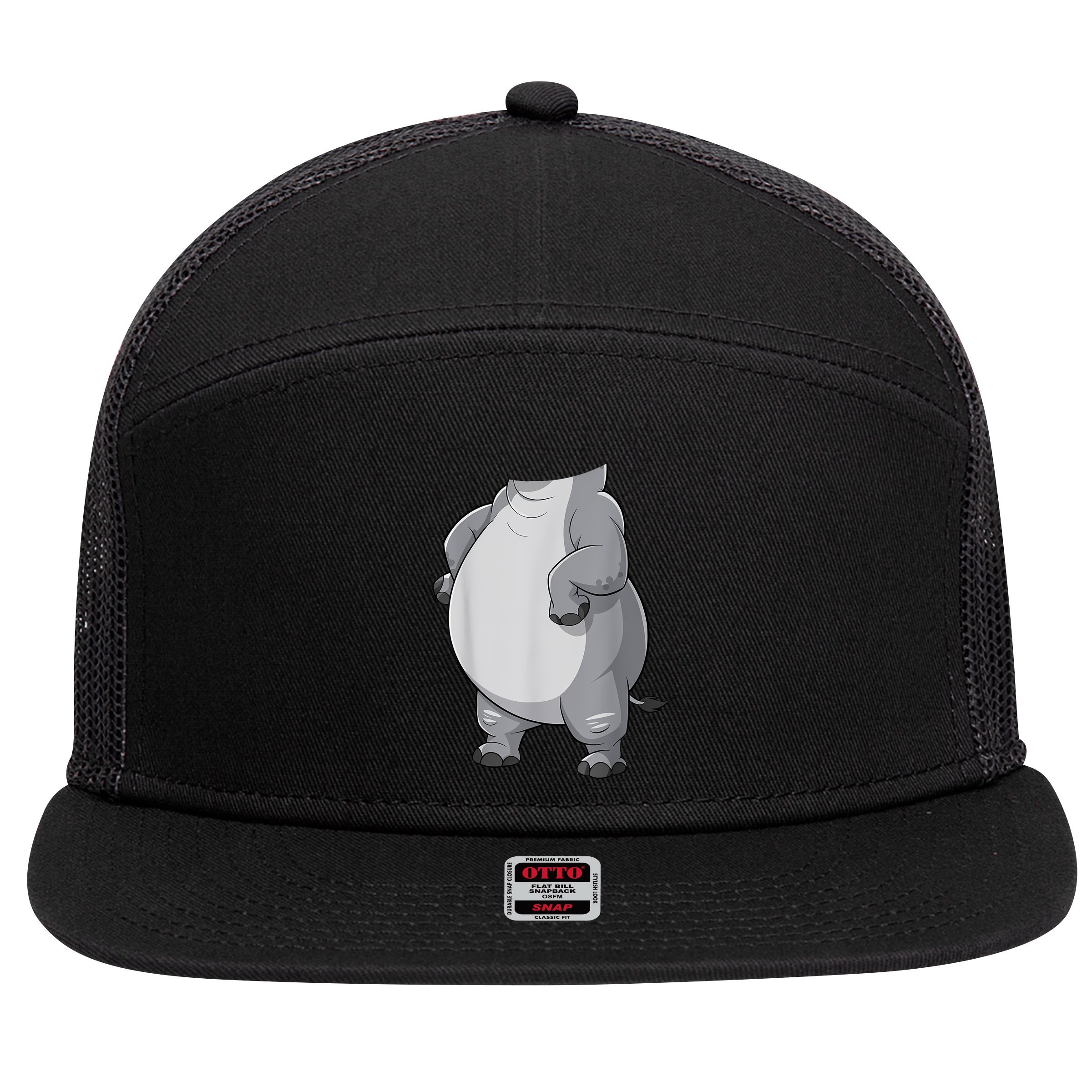 Hippo Hippopotamus Costume 7 Panel Mesh Trucker Snapback Hat