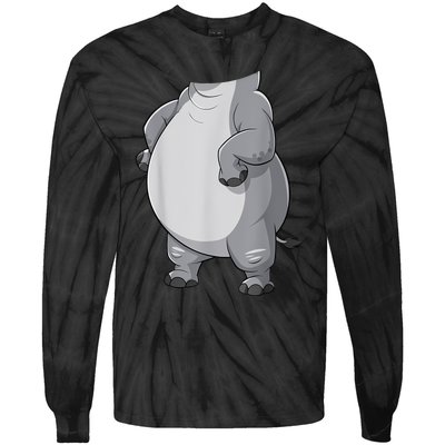 Hippo Hippopotamus Costume Tie-Dye Long Sleeve Shirt