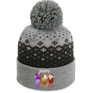 Happy Hallothanksmas Coffee Latte Halloween Thanksgiving Great Gift The Baniff Cuffed Pom Beanie