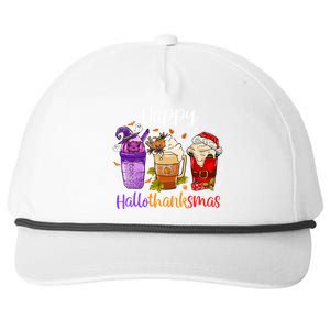 Happy Hallothanksmas Coffee Latte Halloween Thanksgiving Great Gift Snapback Five-Panel Rope Hat