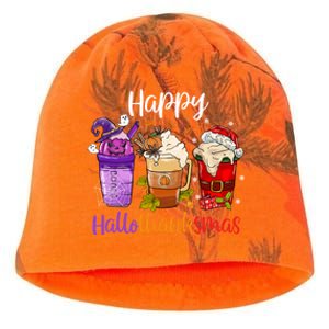 Happy Hallothanksmas Coffee Latte Halloween Thanksgiving Great Gift Kati - Camo Knit Beanie