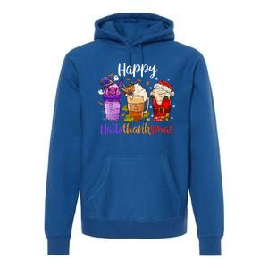 Happy Hallothanksmas Coffee Latte Halloween Thanksgiving Great Gift Premium Hoodie