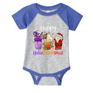 Happy Hallothanksmas Coffee Latte Halloween Thanksgiving Great Gift Infant Baby Jersey Bodysuit