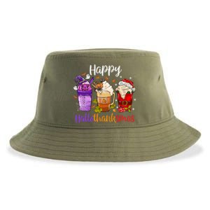 Happy Hallothanksmas Coffee Latte Halloween Thanksgiving Great Gift Sustainable Bucket Hat