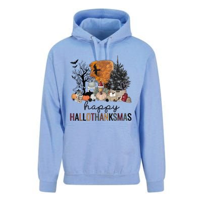 Happy Hallothanksmas Coffee Halloween Thanksgiving Christmas Unisex Surf Hoodie