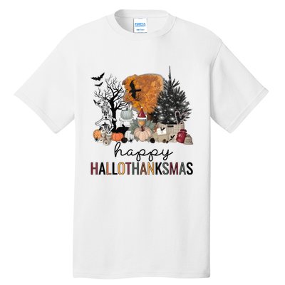 Happy Hallothanksmas Coffee Halloween Thanksgiving Christmas Tall T-Shirt