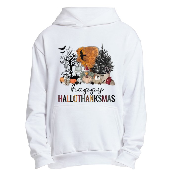 Happy Hallothanksmas Coffee Halloween Thanksgiving Christmas Urban Pullover Hoodie