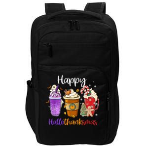 Happy Hallothanksmas Coffee Latte Halloween Thanksgiving Impact Tech Backpack