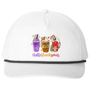 Happy Hallothanksmas Coffee Latte Halloween Thanksgiving Snapback Five-Panel Rope Hat