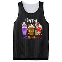 Happy Hallothanksmas Coffee Latte Halloween Thanksgiving Mesh Reversible Basketball Jersey Tank