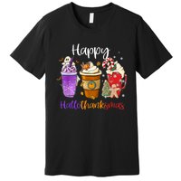 Happy Hallothanksmas Coffee Latte Halloween Thanksgiving Premium T-Shirt