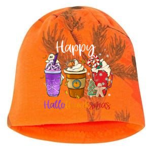 Happy Hallothanksmas Coffee Latte Halloween Thanksgiving Kati - Camo Knit Beanie