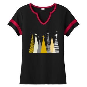 Happy Holidays Christmas Tree Festive Ladies Halftime Notch Neck Tee