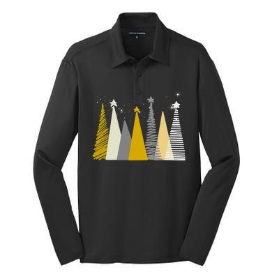 Happy Holidays Christmas Tree Festive Silk Touch Performance Long Sleeve Polo