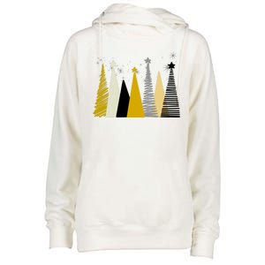 Happy Holidays Christmas Tree Festive Womens Funnel Neck Pullover Hood