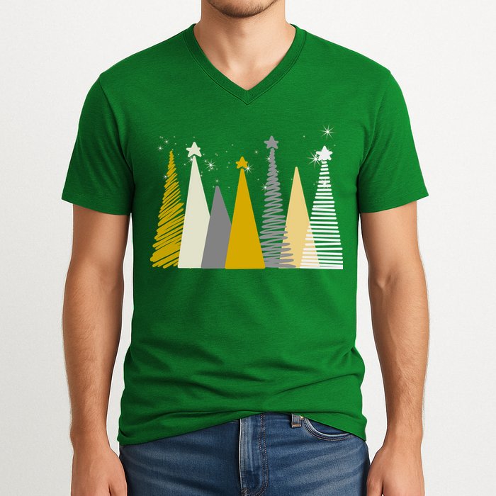 Happy Holidays Christmas Tree Festive V-Neck T-Shirt