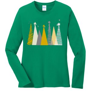 Happy Holidays Christmas Tree Festive Ladies Long Sleeve Shirt