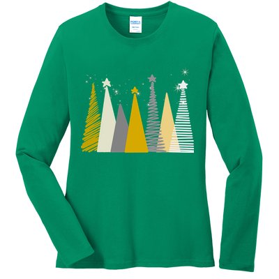 Happy Holidays Christmas Tree Festive Ladies Long Sleeve Shirt