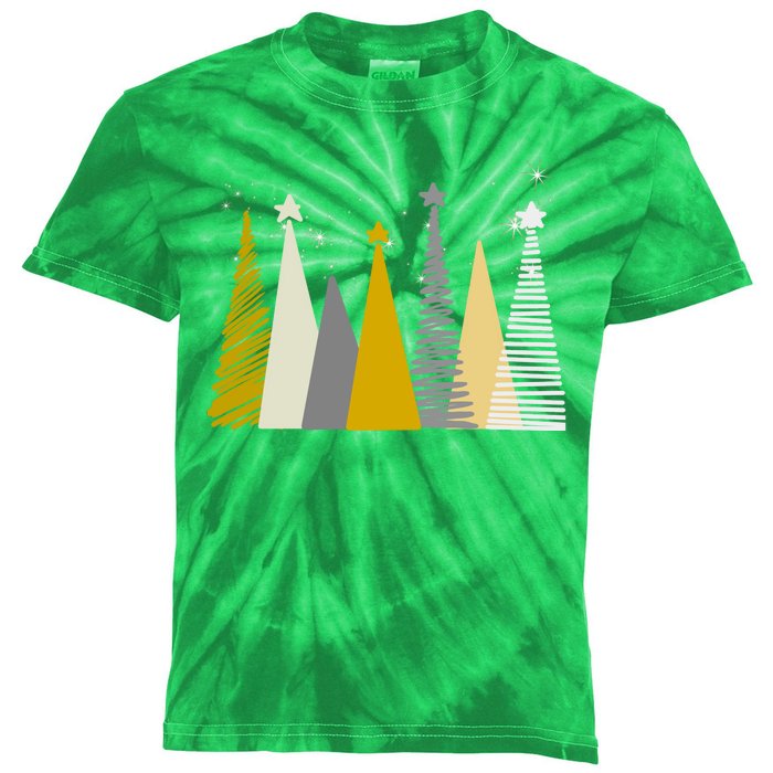 Happy Holidays Christmas Tree Festive Kids Tie-Dye T-Shirt