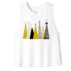 Happy Holidays Christmas Tree Festive Women's Racerback Cropped Tank