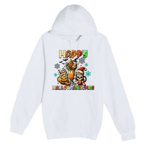 Happy Hallothanksmas Coffee Halloween Christmas Premium Pullover Hoodie