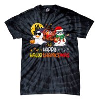 Happy Hallothanksmas Cute Ghost Halloween Thanksgiving Xmas Tie-Dye T-Shirt