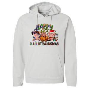 Happy Hallothanksmas Cute Pig Farm Animals Farmer Pig Lover Performance Fleece Hoodie