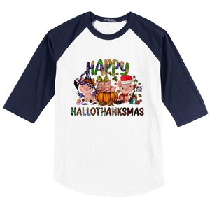 Happy Hallothanksmas Cute Pig Farm Animals Farmer Pig Lover Baseball Sleeve Shirt