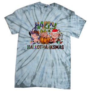 Happy Hallothanksmas Cute Pig Farm Animals Farmer Pig Lover Tie-Dye T-Shirt