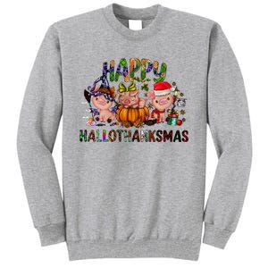 Happy Hallothanksmas Cute Pig Farm Animals Farmer Pig Lover Tall Sweatshirt