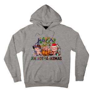 Happy Hallothanksmas Cute Pig Farm Animals Farmer Pig Lover Tall Hoodie